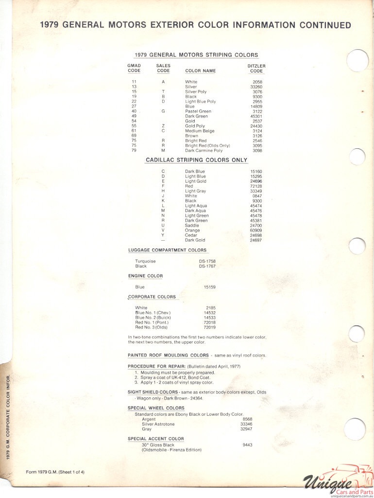 1979 General Motors Paint Charts PPG 5